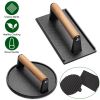 2Pcs Cast Iron Pre-Seasoned Steak Weights