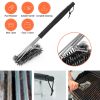 BBQ Grill Cleaning Brush Stainless Steel Barbecue Cleaner w/ 18in Suitable Handle Stiff Wire Bristles for Grill Cooking Grates