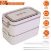 Bento Lunch Box 3 Stackable Food Container Leakproof Dishwasher Microwave Oven Safe Bento Box with Chopsticks Spoon for Adult Kids Work Picnic