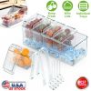 Ice Chilled Condiment Caddy Serving Tray Container Bar Garnish Holder Salad Platter Server Food Storage with 5 Removable Containers 5 Lids 2 Tongs 5 S