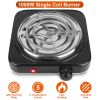 1000W Electric Single Burner Portable Coil Heating Hot Plate Stove Countertop RV Hotplate with Non Slip Rubber Feet 5 Temperature Adjustments