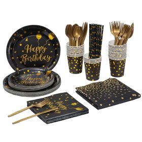 Black Gold Birthday Party Supplies For 25 Guests