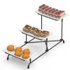 3-Tier Serving Stand Dinnerware with 3 Rectangular Plastic Serving Platters