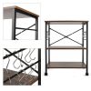 Industrial 3-Shelf Metal Wood Rustic Brown Baker's Rack Kitchen Microwave Cart