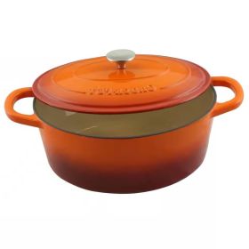 7-Quart Enameled Orange Sunburst Cast Iron Dutch Oven