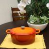 7-Quart Enameled Orange Sunburst Cast Iron Dutch Oven