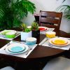 Ceramic Dinnerware Set in Blue Red Yellow Green Beige