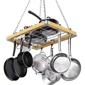 Metal Wood Ceiling Mounted Kitchen Pot Rack