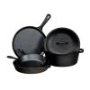 5-Piece Cast Iron Cookware Set with Dutch Oven Griddle and Skillets Made in USA