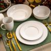 White Porcelain Dinnerware Set with Plates Bowls Mugs