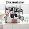 Black Carbon Steel Ceiling Mount Oval Hanging Kitchen Pot Rack