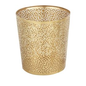 Round Perforated Copper Gold Metal Waste Basket