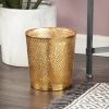 Round Perforated Copper Gold Metal Waste Basket