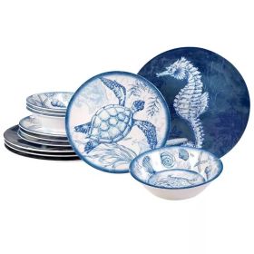 Sea Shells Ocean Theme Dinnerware Set in Blue and White