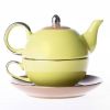 Green Yellow Porcelain Ceramic Teapot Cup