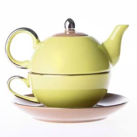 Green Yellow Porcelain Ceramic Teapot Cup