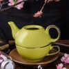 Green Yellow Porcelain Ceramic Teapot Cup