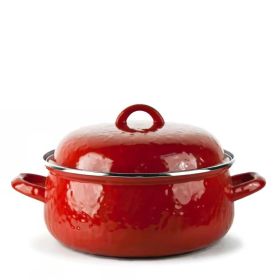 Red Porcelain-Coated Steel Dutch Oven