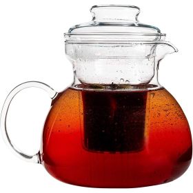 Stovetop Clear Glass Teapot Kettle with Infuser and Lid