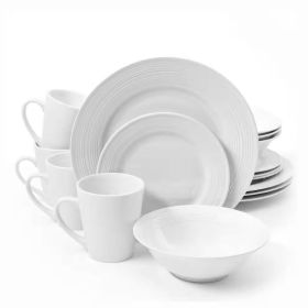 White Ceramic Dinnerware Set w/ Bowls Plates and Mugs