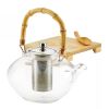 Glass Teapot with Stainless Steel Infuser and Bamboo Handle