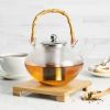 Glass Teapot with Stainless Steel Infuser and Bamboo Handle