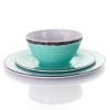 Melamine Plates Bowls Dinnerware Set in Turquoise Blue