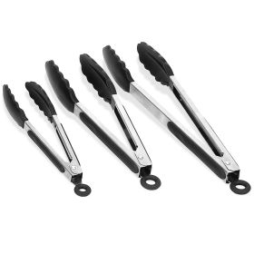 3Pcs Kitchen Tongs Stainless Steel with Silicon Tips