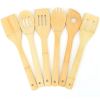 6Pcs Cooking Utensil Bamboo Wooden Spoons Spatula Kitchen Cooking Tools Nonstick Wooden Cookware Kitchen Gadgets