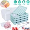 4 Packs Small Ice Cube Trays Mini Circle Ice Cube Tray Round Ice Ball Maker Mold with Lid Bin 132Pcs Ice Cubes for Chilling Drinks Coffee Juice Cockta