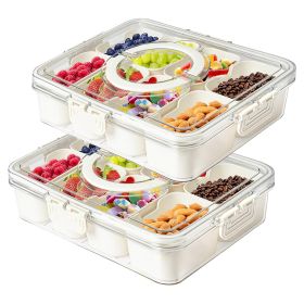 2Pcs Divided Serving Tray 8 Compartments Snack Box Charcuterie Container