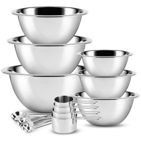 Stainless Steel Mixing Bowls Set with Measuring Cups and Spoons