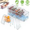 Ice Chilled Condiment Caddy Serving Tray Container Bar Garnish Holder Salad Platter Server Food Storage with 5 Removable Containers 5 Lids 2 Tongs 5 S