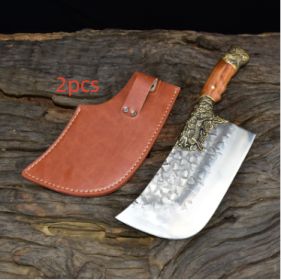 Bone Chopping Hand-forged Kitchen Knife (Option: 2pcsSilver)