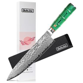 Japanese Damascus Handcrafted Chef Knife (Color: Green)